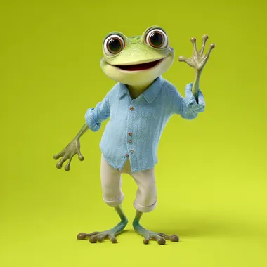 Cheerful 3D Frog Humanoid Character Cheerful 3D Frog Humanoid Character