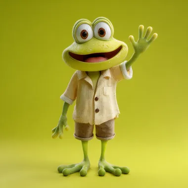 Cheerful 3D Stylized Frog Humanoid Cheerful 3D Stylized Frog Humanoid