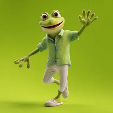 Cheerful 3D Stylized Frog Humanoid Cheerful 3D Stylized Frog Humanoid