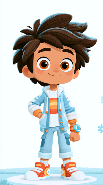 Cheerful 8-Year-Old Boy Character