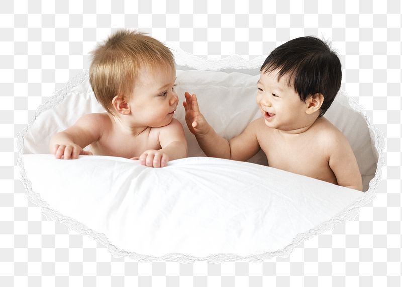 Cheerful babies png on bed | Free PNG - rawpixel