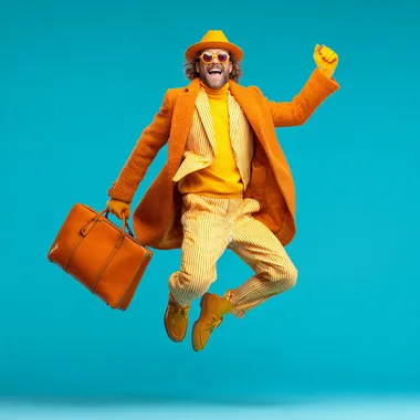 Cheerful Blogger in Vibrant Attire Cheerful Blogger in Vibrant Attire