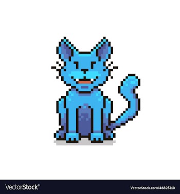 cheerful blue fantasy sitting cat