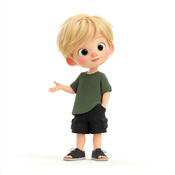 Cheerful Cartoon Boy Character