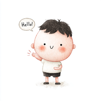 Cheerful Cartoon Boy Saying Hello