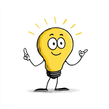 Cheerful Cartoon Light Bulb with Animated Expression Cheerful Cartoon Light Bulb with Animated Expression