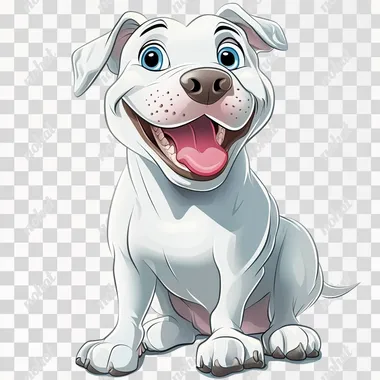 Cheerful Cartoon Pitbull: A Disney-Inspired Delight