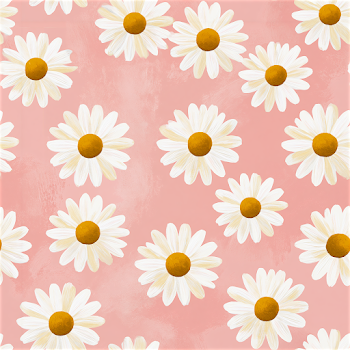 Cheerful Daisy Pattern on Dusty Pink Background