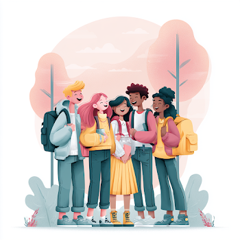 Cheerful Diverse School Children in a Sunny Park
