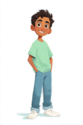 Cheerful Egyptian Boy Cartoon Character