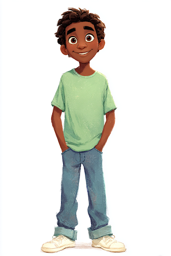 Cheerful Egyptian Boy Character Amir in 2D Cartoon Style