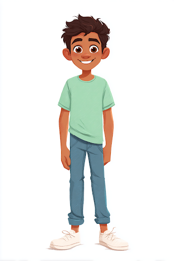Cheerful Egyptian Boy Character Illustration