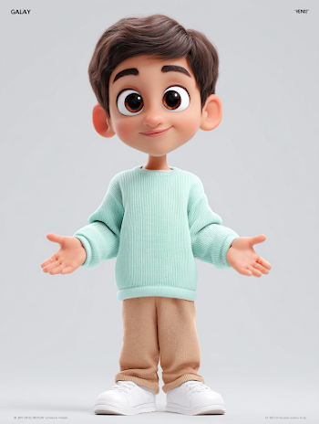Cheerful Gulf Arabic Boy in Pixar Style