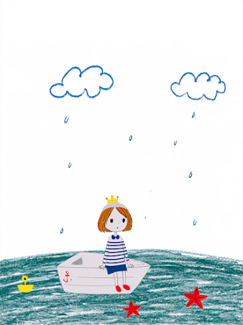 Cheerful Illustration of a Girl in a Boat