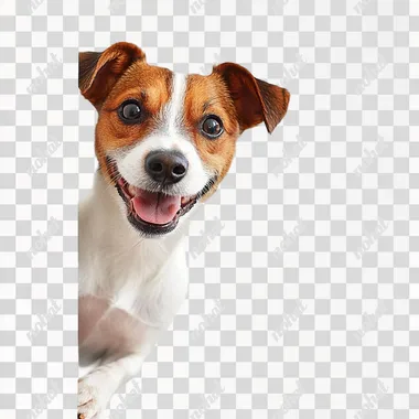 Cheerful Jack Russell Peeking from Behind a Wall