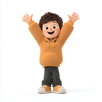 Cheerful Kid Celebrating in 3D Illustration