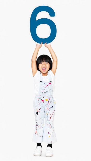 Cheerful kid holding number six | Free stock psd mockup - 491957