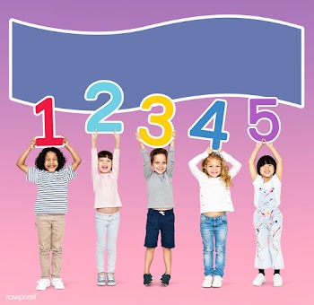 Cheerful kids holding numbers one to five | Free stock psd mockup - 492049
