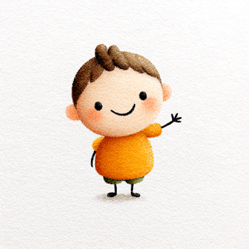 Cheerful Little Boy Greeting - Cute 2D Illustration