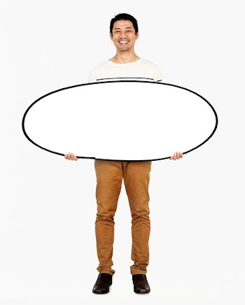 Cheerful man holding a blank white board | Free stock psd mockup - 491083