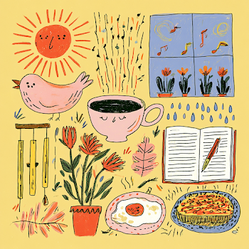 Cheerful Morning Scene with Coffee and Nature