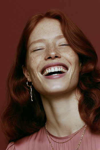 Cheerful Redhead with Freckles
