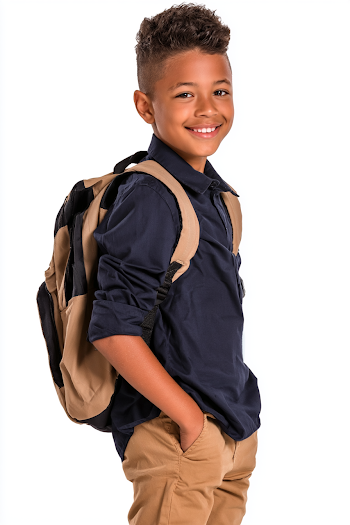 Cheerful Schoolboy Portrait in a Studio Setting