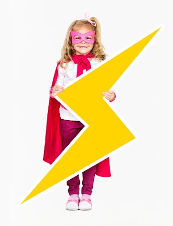 Cheerful superhero with a lightning bolt | Free stock psd mockup - 491851