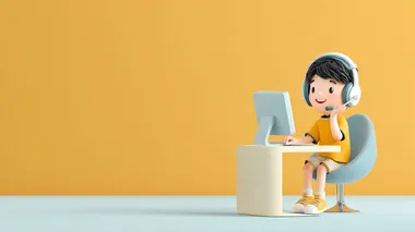 Cheerful Thai Boy Learning Online in Colorful Room Cheerful Thai Boy Learning Online in Colorful Room
