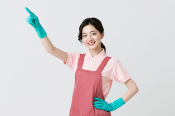 Cheerful Young Asian Cleaning Worker