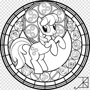 Cheerilee Stained Glass line art, My Little pony grayscale transparent background PNG clipart