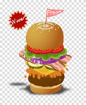 Cheeseburger Hamburger Veggie burger, junk food transparent background PNG clipart