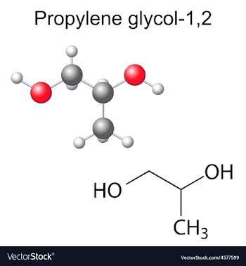  					Chemical formula and model of propylene glycol vector image														