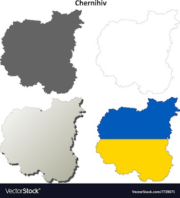 Chernihiv blank outline map set vector image