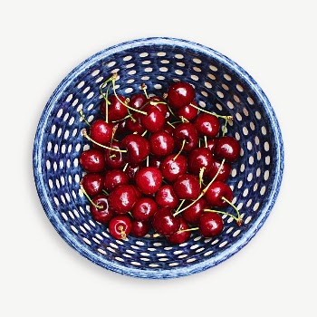 Cherries bowl collage element psd | Free PSD - rawpixel