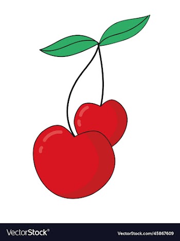 cherries in the shape of a heart on a branch