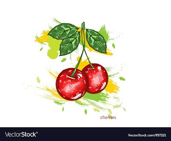 Cherries with colorful splashes vector image