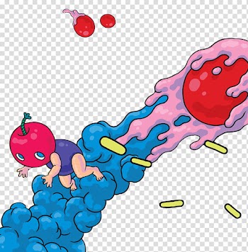 Cherry Bomb, red and blue fruit character illustration transparent background PNG clipart