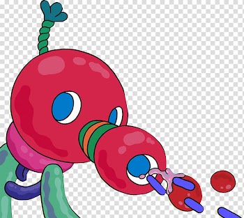 Cherry Bomb, red and green animated character transparent background PNG clipart