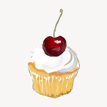 Cherry cupcake clipart, illustration vector. | Free Vector - rawpixel