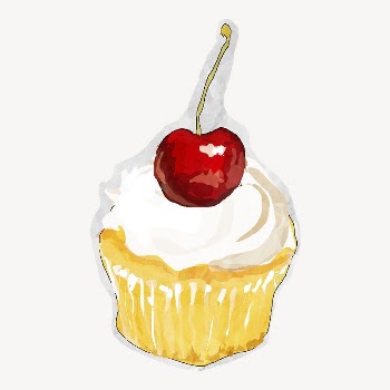 Cherry cupcake, cute dessert illustration | Free Photo - rawpixel