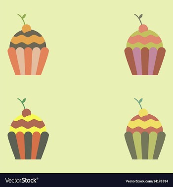 Cherry cupcake dessert set vector image