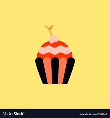 Cherry cupcake dessert vector image