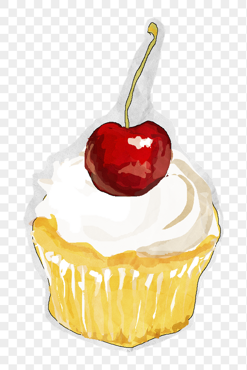 Cherry cupcake png sticker, cute | Free PNG - rawpixel