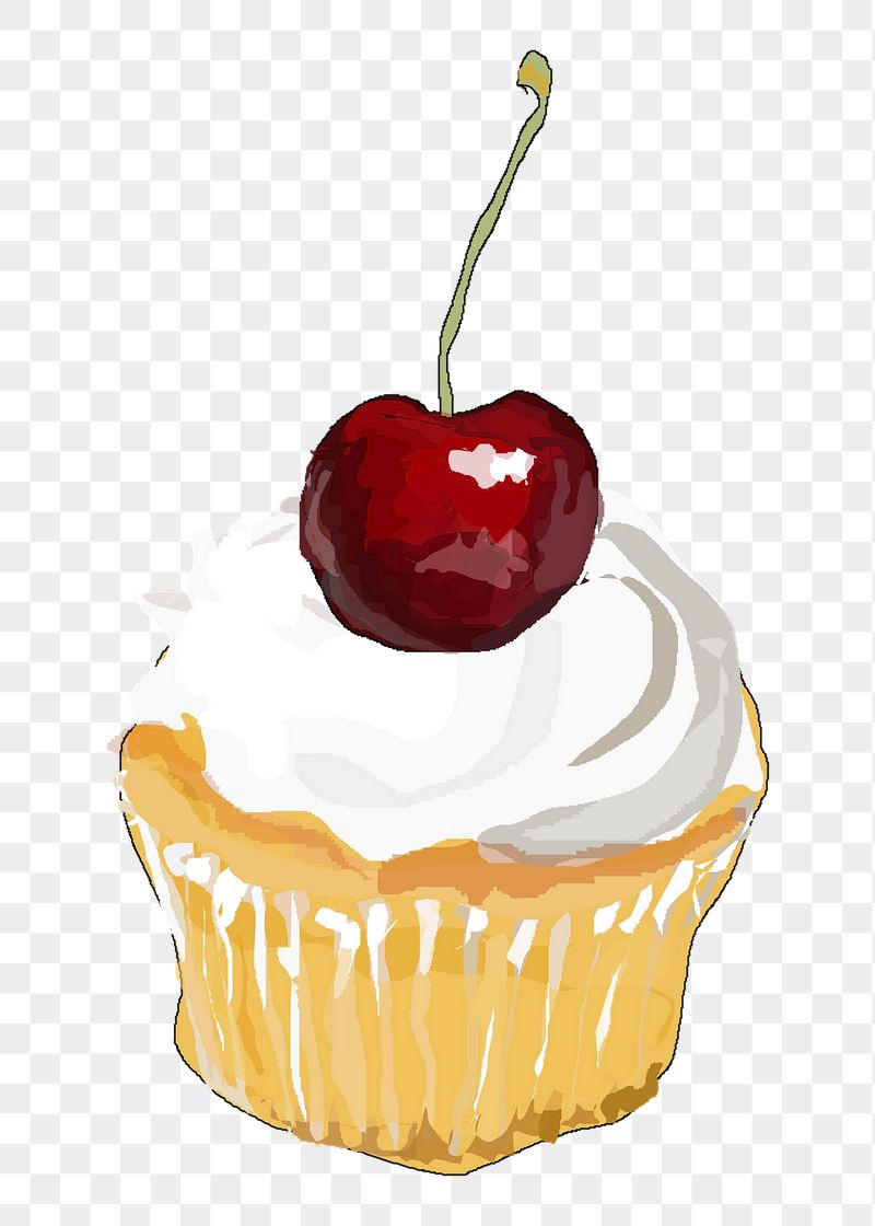 Cherry cupcake png sticker, transparent | Free PNG - rawpixel