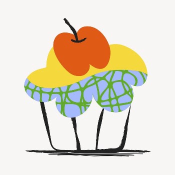 Cherry cupcake sticker, colorful doodle | Free Vector Illustration - rawpixel