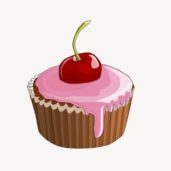 Cherry cupcake sticker, dessert illustration | Free PSD - rawpixel