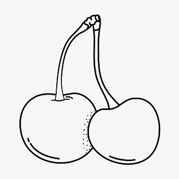 Cherry doodle clipart, cute black | Free PSD Illustration - rawpixel