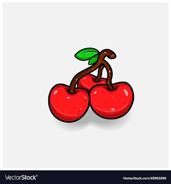 cherry fruit cartoon with simple gradient and