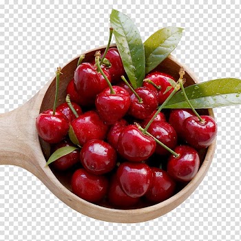 Cherry Fruit Spoon Auglis, A spoon of fresh cherries transparent background PNG clipart